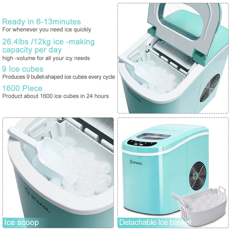 Mini Portable Electric Ice Maker Machine with Ice Scoop