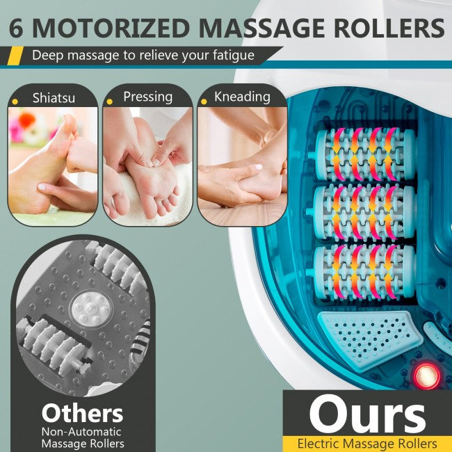 Foot Spa Bath Massager with Heat and Bubbles Electric Shiastu Massage Rollers Foot Tub Soaking for Fatigue Release