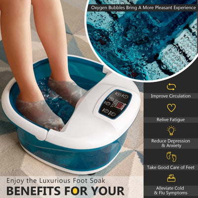 Foot Spa Bath Massager with Heat and Bubbles Electric Shiastu Massage Rollers Foot Tub Soaking for Fatigue Release