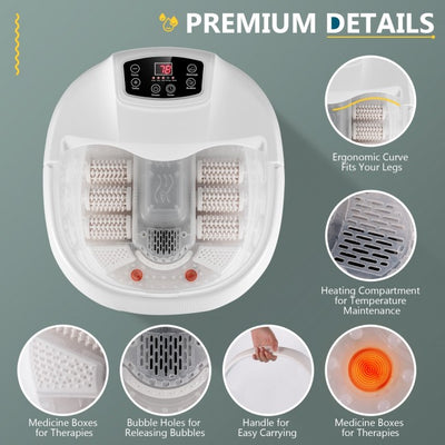 Foot Spa Bath Massager with Heat and Bubbles Electric Shiastu Massage Rollers Foot Tub Soaking for Fatigue Release