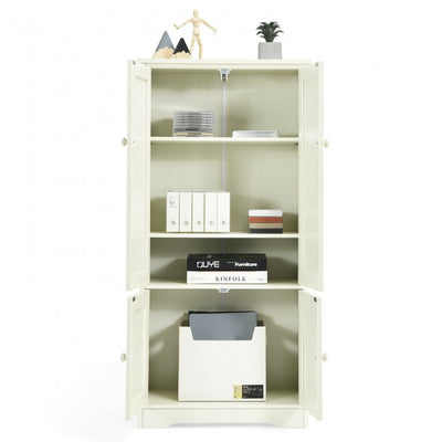 Freestanding Accent Floor Storage Cabinet Cupboard with Adjustable Shelves and Anti-toppling Device