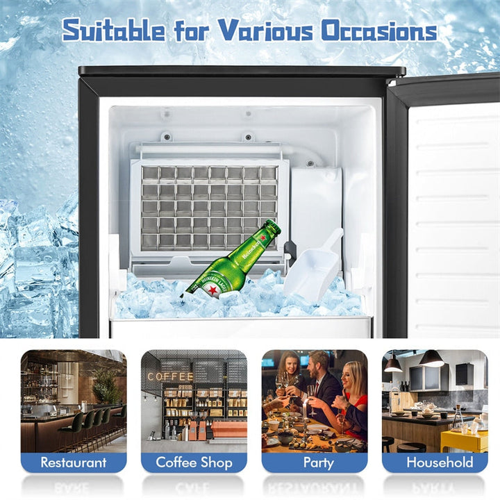 80 lbs/24H Commercial Freestanding External Ice Maker Under Counter Ice Machine with 25 lbs Storage Ice Bin and Drain Pump