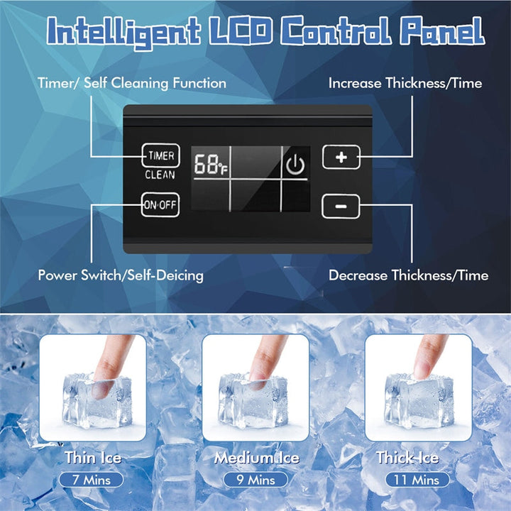 80 lbs/24H Commercial Freestanding External Ice Maker Under Counter Ice Machine with 25 lbs Storage Ice Bin and Drain Pump