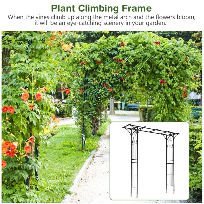 82 x 20.5 Inch Metal Pergola Garden Arch for Various Climbing Plant