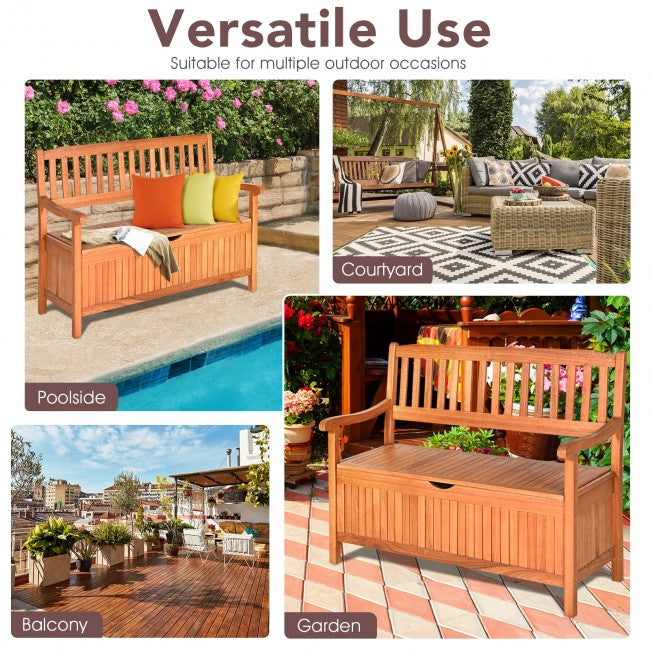 42" Outdoor Storage Deck Box Solid Wood Storage Bench