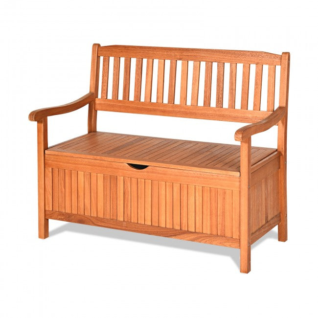 42" Outdoor Storage Deck Box Solid Wood Storage Bench