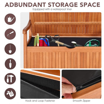 42" Outdoor Storage Deck Box Solid Wood Storage Bench
