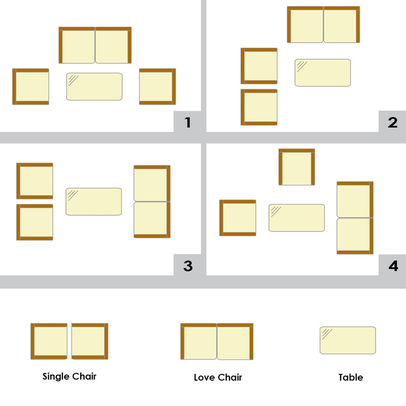 4 Pieces Patio Rattan Cushioned Sofa Set with Tempered Glass Coffee Table