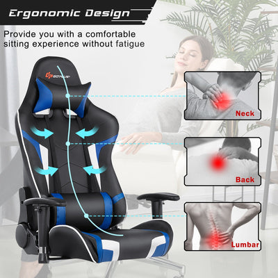 Reclining Swivel Massage Gaming Chair with Lumbar Support