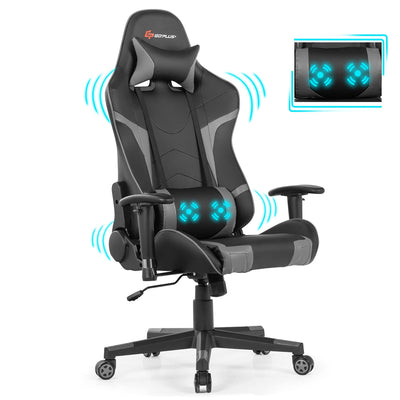 Reclining Swivel Massage Gaming Chair with Lumbar Support