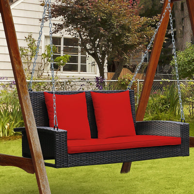 2-Person Patio Rattan Porch Swing with Cushions