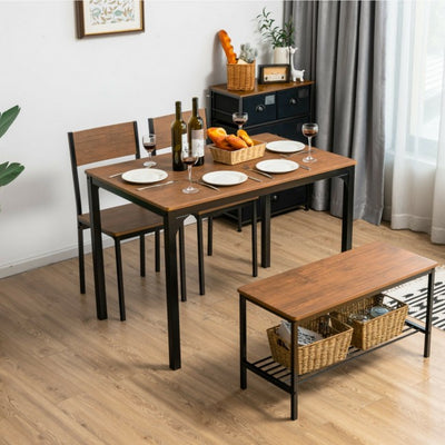 4 Pieces Kitchen Dining Table Set Modern Functional Dinette Set with Storage Rack