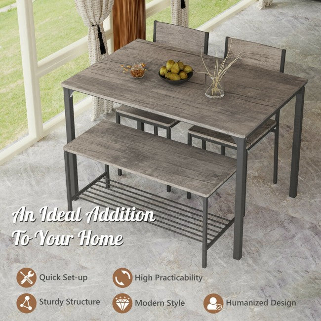 4 Pieces Kitchen Dining Table Set Modern Functional Dinette Set with Storage Rack