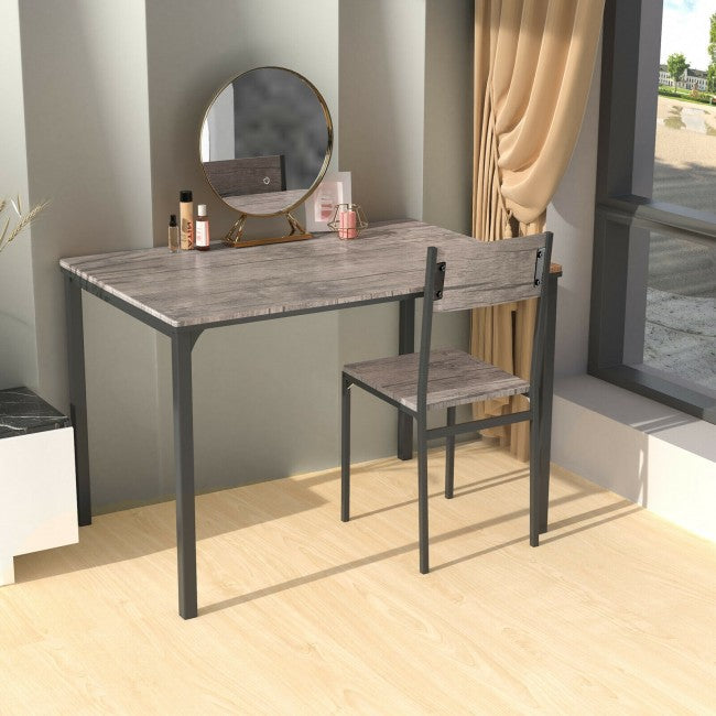4 Pieces Kitchen Dining Table Set Modern Functional Dinette Set with Storage Rack