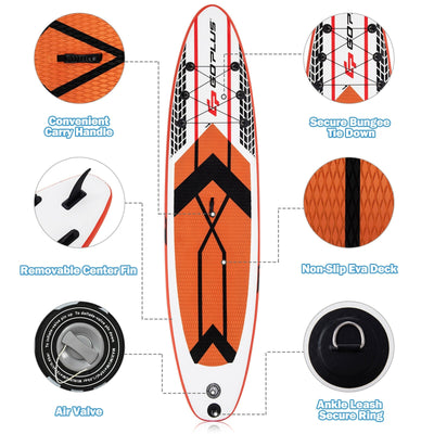 10.5 Feet Inflatable Stand Up Paddle Board with Carrying Bag and Aluminum Paddle