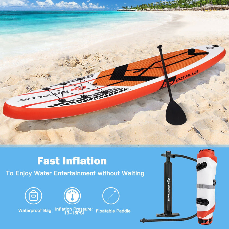 10.5 Feet Inflatable Stand Up Paddle Board with Carrying Bag and Aluminum Paddle