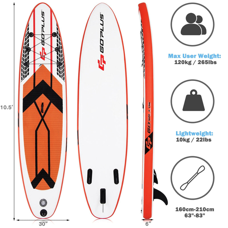 10.5 Feet Inflatable Stand Up Paddle Board with Carrying Bag and Aluminum Paddle