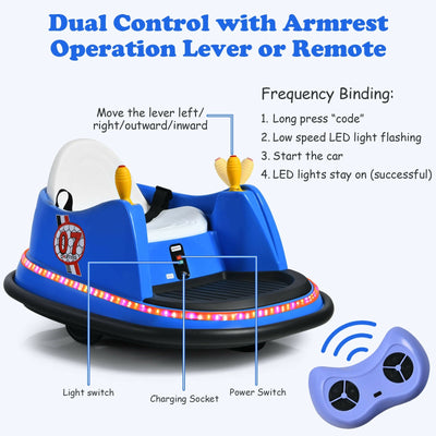 6V Kids Ride On Bumper Car 360-Degree Spin Race Toy with Remote Control