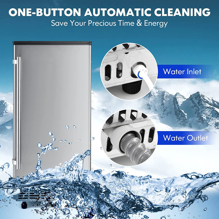 80Lbs/24H Commercial External Lab Ice Maker Free-Standing Under Counter Ice Machine with LED Light and 24H Timer