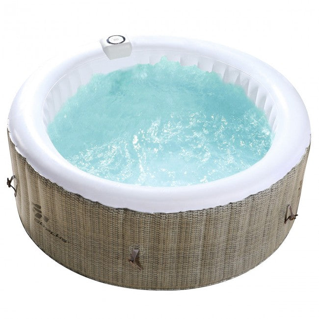 73” X 26” 4 Persons Portable Inflatable Hot Tub with Built in Heater Pump and 130 Bubble Jets