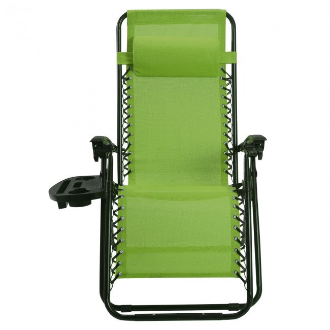 2 Pcs Adjustable Folding Reclining Lounge Chair with Pillows