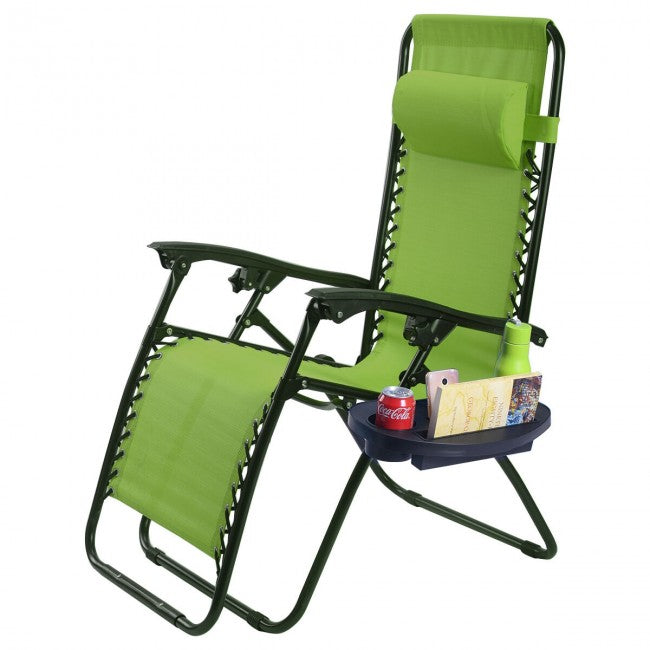 2 Pcs Adjustable Folding Reclining Lounge Chair with Pillows