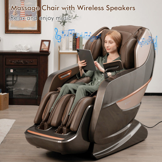 Electric Full Body Zero Gravity Massage Chair SL Track Thai Stretch Recliner with Heat Roller and Wireless Speakers