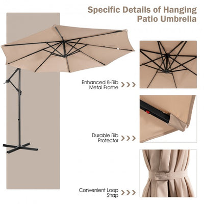 10ft Patio Offset Hanging Umbrella with Easy Tilt Adjustment