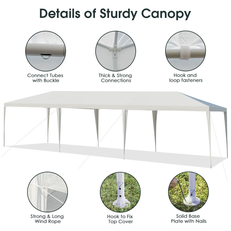 10 x 30 Feet Waterproof Gazebo Canopy Tent with Connection Stakes for Wedding Party