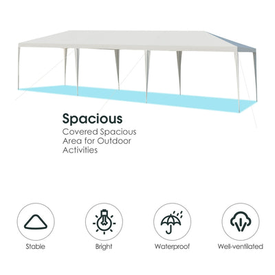 10 x 30 Feet Waterproof Gazebo Canopy Tent with Connection Stakes for Wedding Party