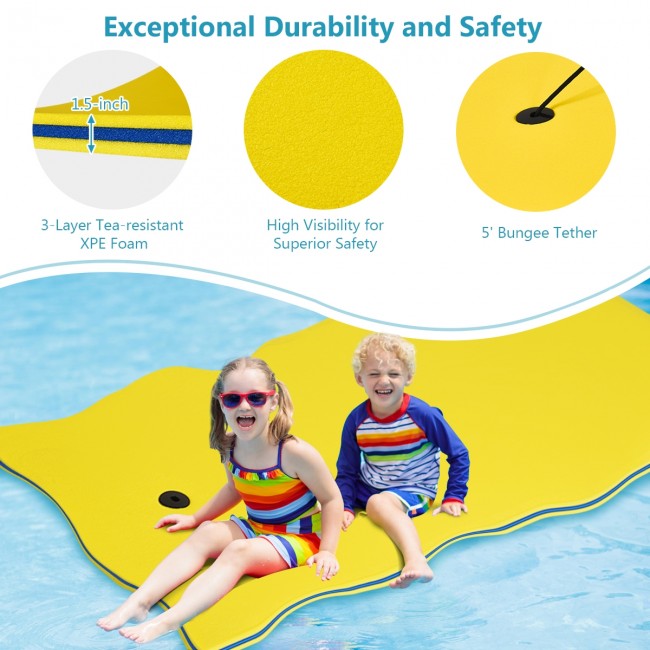 3-Layer Floating Water Mat Tear-Resistant Pad for Water Recreation and Relaxing