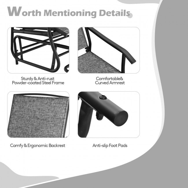 2-Person Patio Rocking Chair Outdoor Glider Bench Swing Loveseat with Coffee Table
