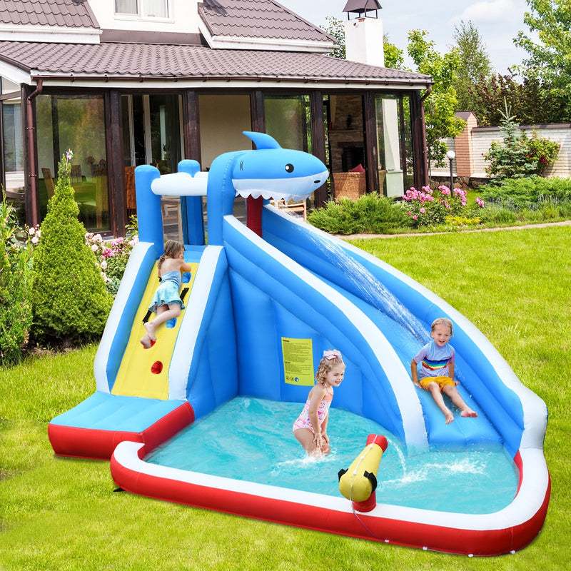 4-in-1 Inflatable Water Slide Park with Long Slide and 735W Blower