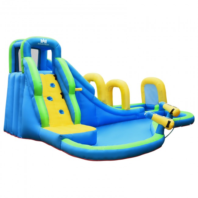 Inflatable Water Slide Giant Water Park Kids Bounce House with Splash Pool and Climbing Wall