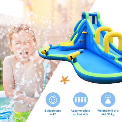 Inflatable Water Slide Giant Water Park Kids Bounce House with Splash Pool and Climbing Wall