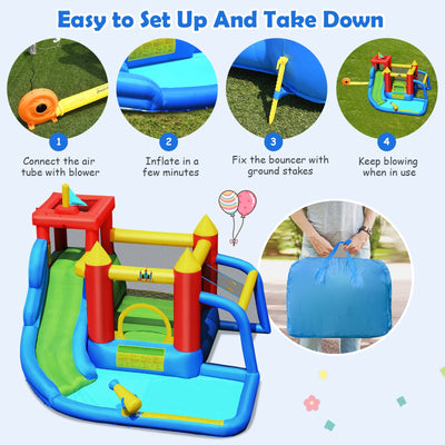 Inflatable Bounce House Splash Pool with Water Climb Slide Blower included