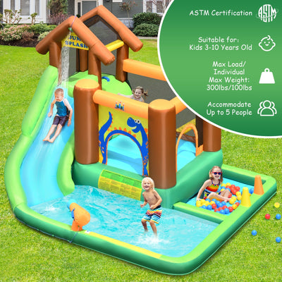 Inflatable Waterslide Bounce House Climbing Wall Ball Pit with Blower