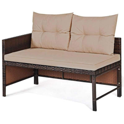 3 Pcs Patio Rattan Furniture Set Corner Sofa Set with cushions