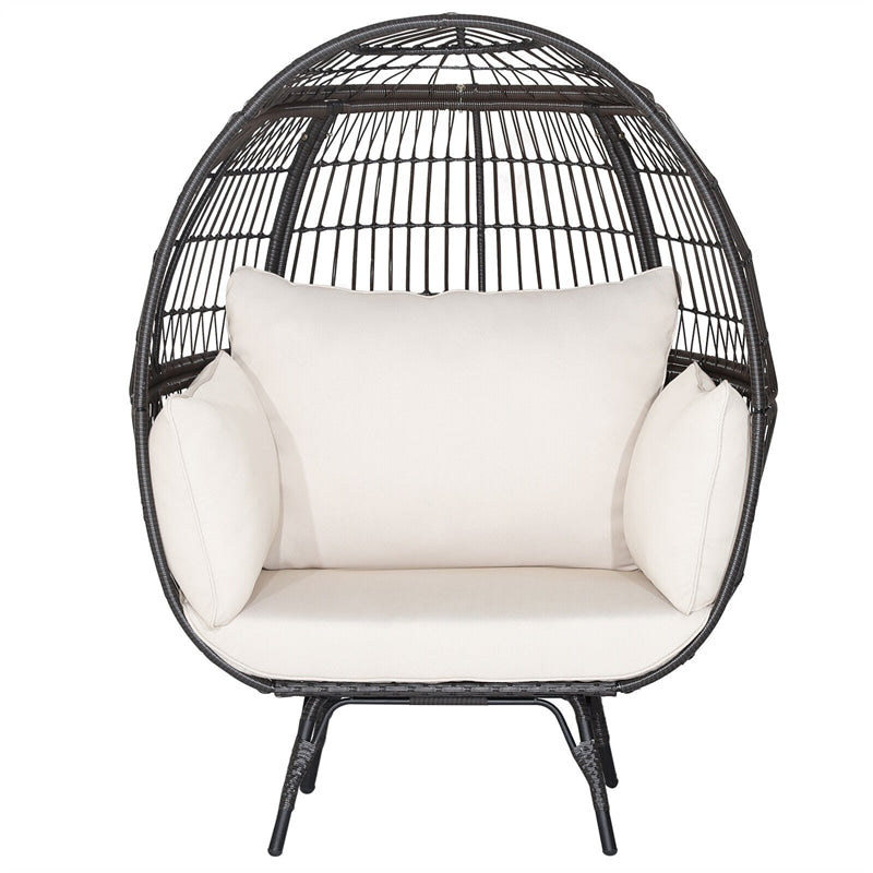 Oversized Outdoor Rattan Egg Chair Patio Wicker Basket Lounge Chair wi