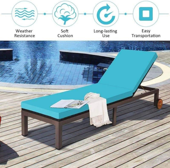 6 Positions Adjustable Patio Rattan Outdoor Lounger Chair
