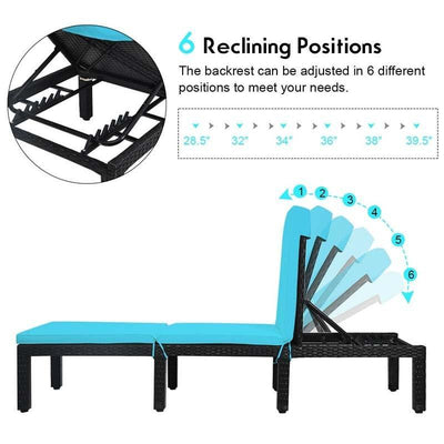 6 Positions Adjustable Patio Rattan Outdoor Lounger Chair