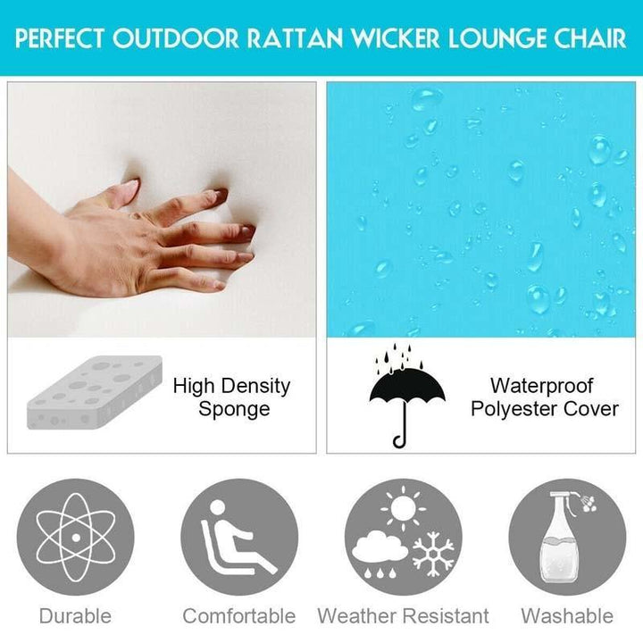 6 Positions Adjustable Patio Rattan Outdoor Lounger Chair
