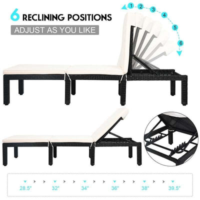 6 Positions Adjustable Patio Rattan Outdoor Lounger Chair
