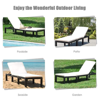 6 Positions Adjustable Patio Rattan Outdoor Lounger Chair