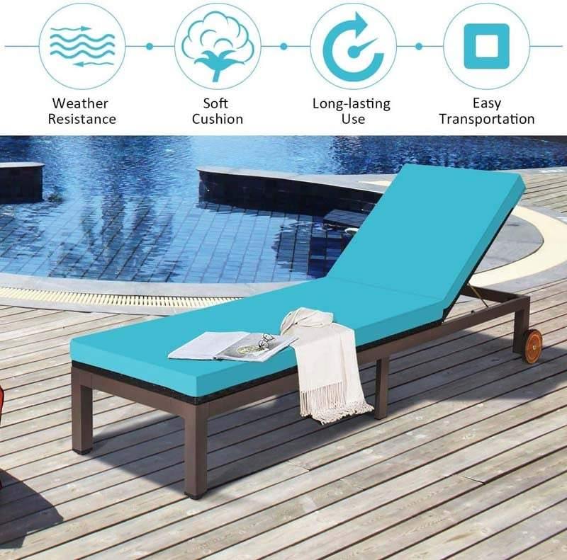 6 Positions Adjustable Patio Rattan Outdoor Lounger Chair