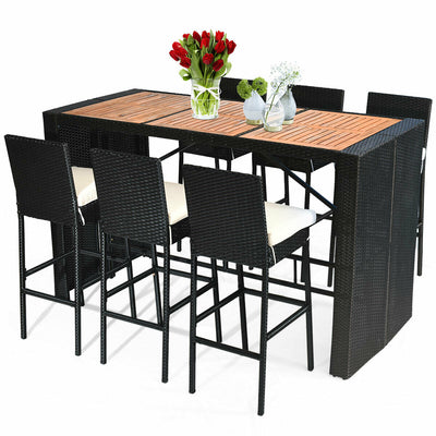 7 Pieces Patio Rattan Wicker Dining Furniture Set