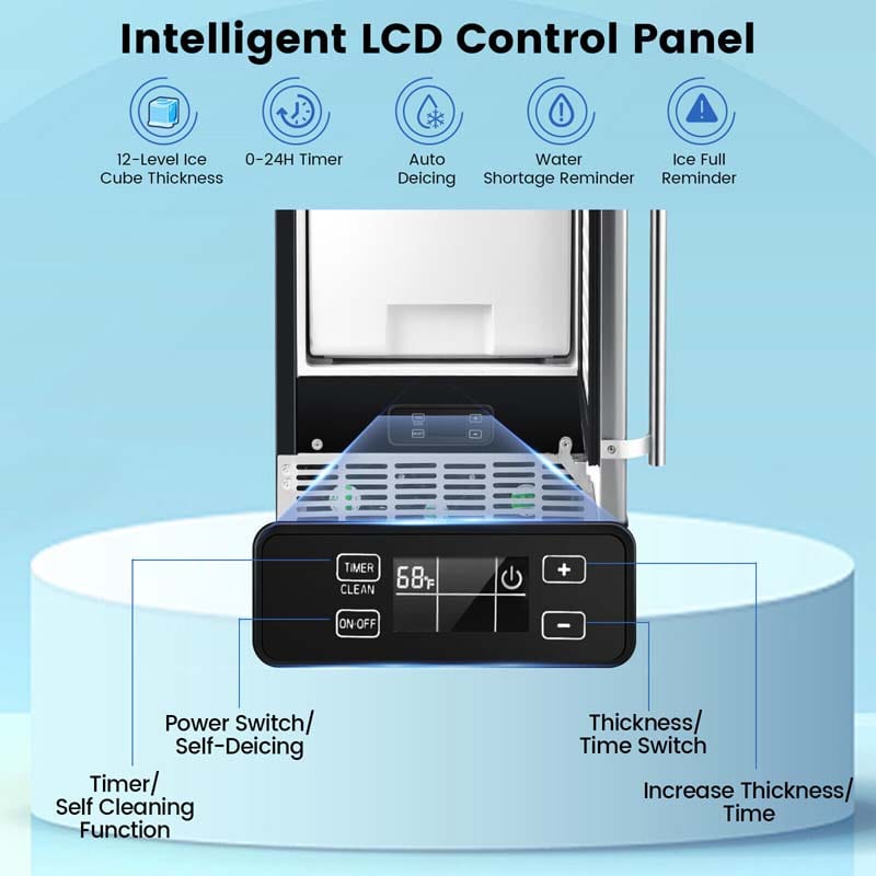 80LBS/24H Freestanding External Ice Maker Commercial Ice Cube Machine with Self-Cleaning Function and 25LBS Storage Bin