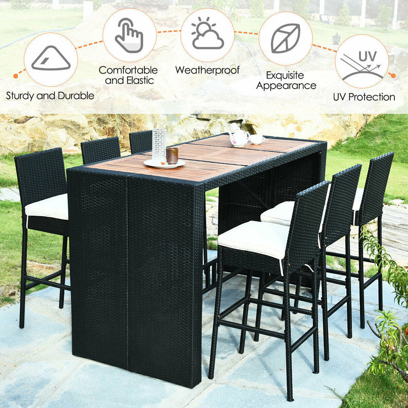 7 Pieces Patio Rattan Wicker Dining Furniture Set