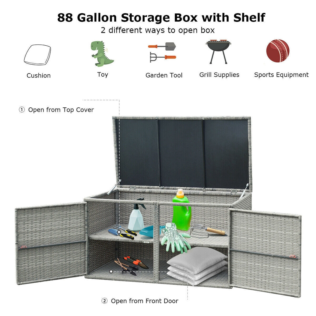 88 Gallon Garden Patio Rattan Storage Container Box