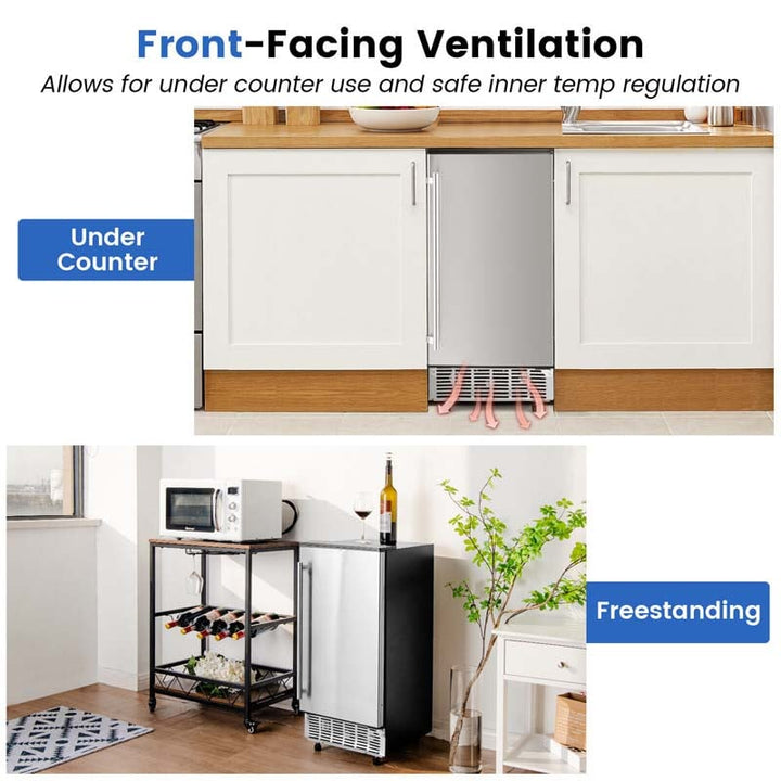 80LBS/24H Freestanding External Ice Maker Commercial Ice Cube Machine with Self-Cleaning Function and 25LBS Storage Bin